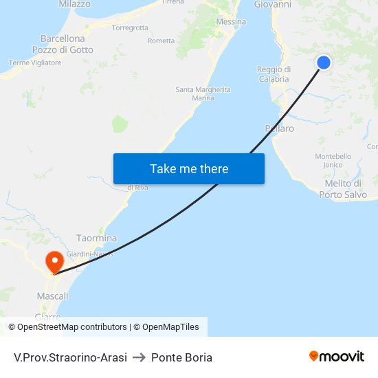 V.Prov.Straorino-Arasi to Ponte Boria map