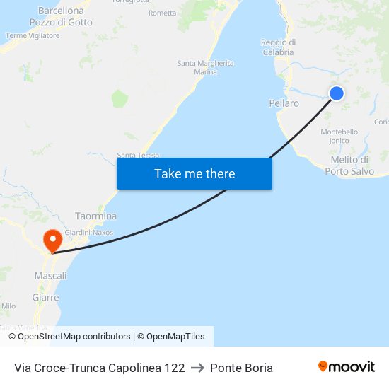 Via Croce-Trunca  Capolinea 122 to Ponte Boria map