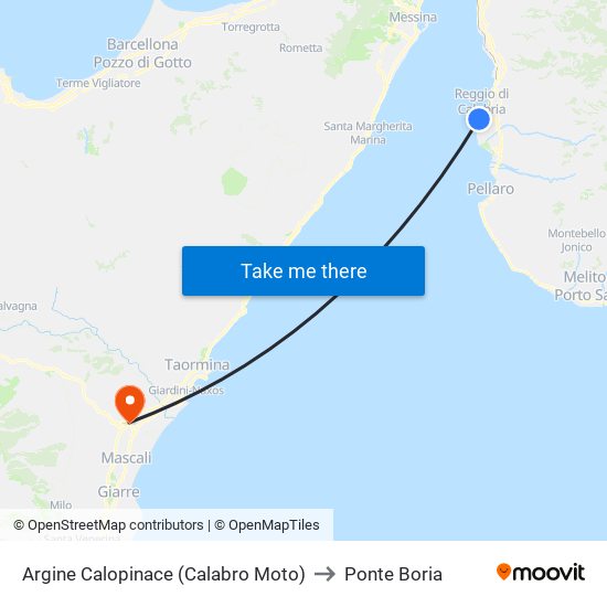 Argine  Calopinace (Calabro Moto) to Ponte Boria map