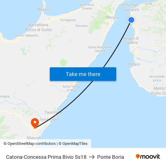 Catona-Concessa  Prima Bivio Ss18 to Ponte Boria map