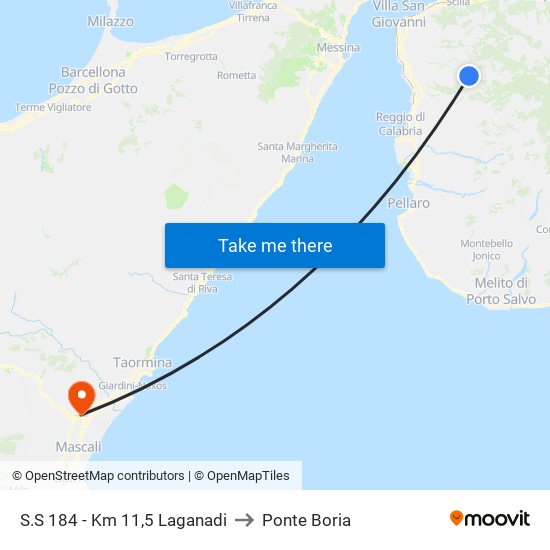 S.S 184 - Km 11,5  Laganadi to Ponte Boria map