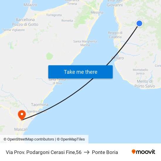 Via Prov. Podargoni  Cerasi Fine,56 to Ponte Boria map