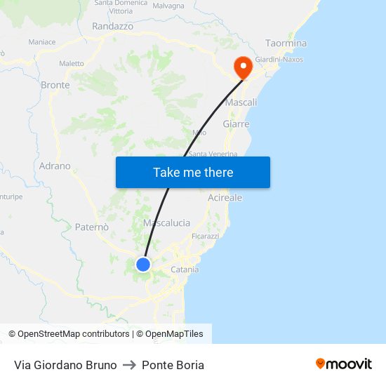 Via Giordano Bruno to Ponte Boria map