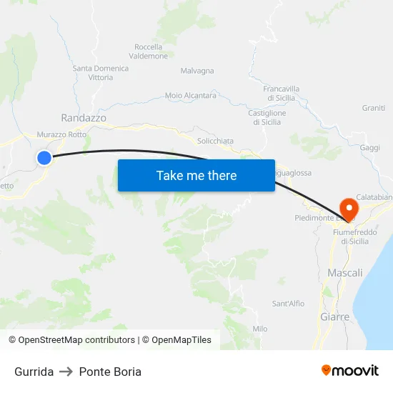 Gurrida to Ponte Boria map
