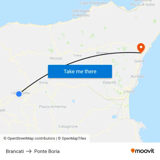 Brancati to Ponte Boria map