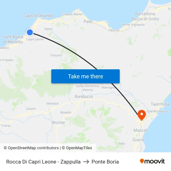 Rocca Di Capri Leone - Zappulla to Ponte Boria map