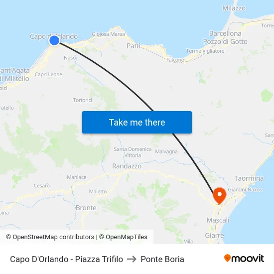 Capo D'Orlando - Trifilo Square to Ponte Boria map