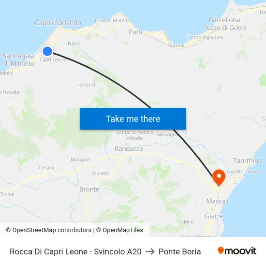 Rocca Di Capri Leone - A20 Junction to Ponte Boria map