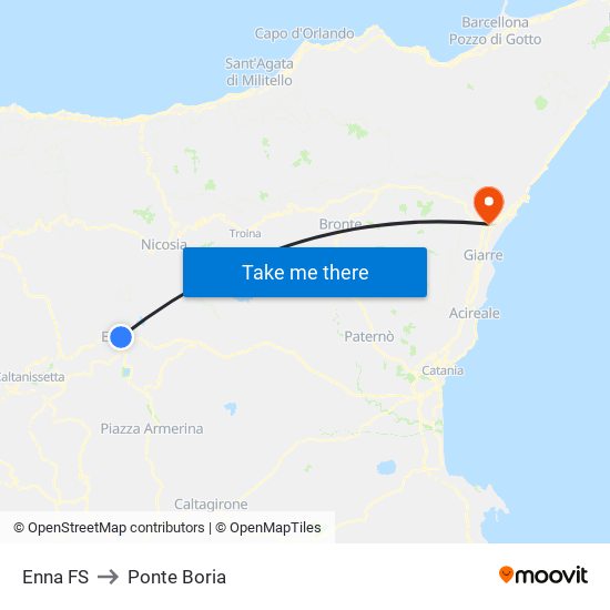 Enna FS to Ponte Boria map