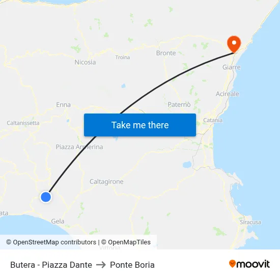 Butera - Dante Square to Ponte Boria map