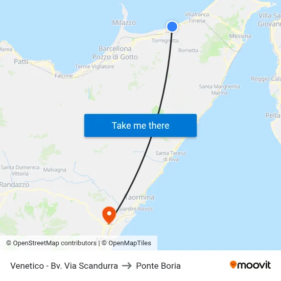 Venetico - Junction Via Scandurra to Ponte Boria map