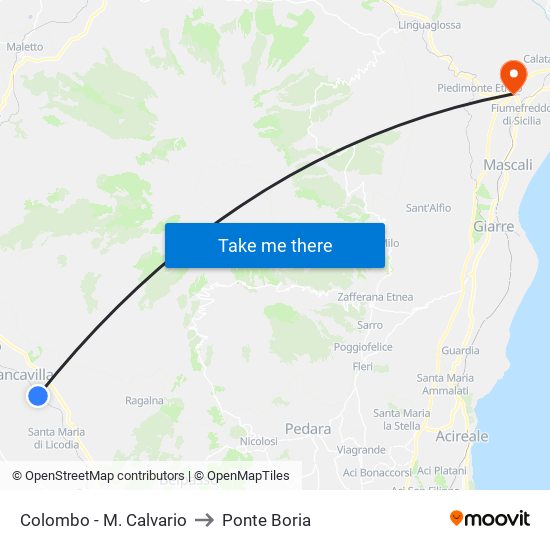 Colombo - M. Calvario to Ponte Boria map