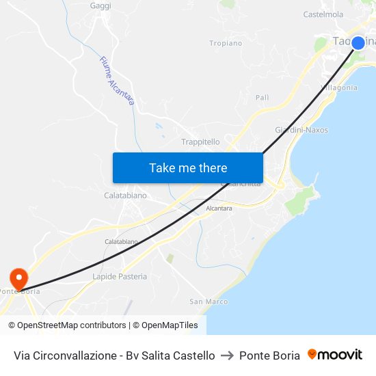 Via Circonvallazione - Bv Salita Castello to Ponte Boria map