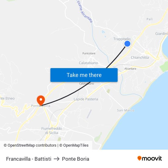 Francavilla - Battisti to Ponte Boria map