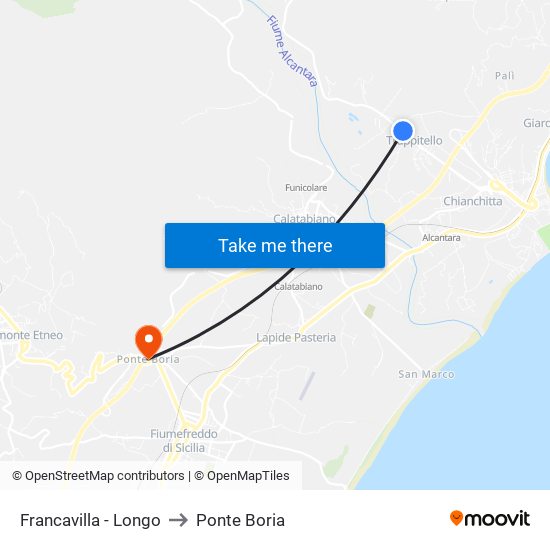 Francavilla - Longo to Ponte Boria map