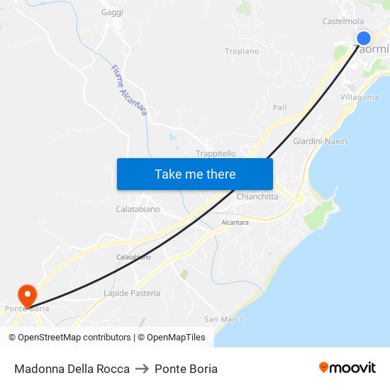 Madonna Della Rocca to Ponte Boria map