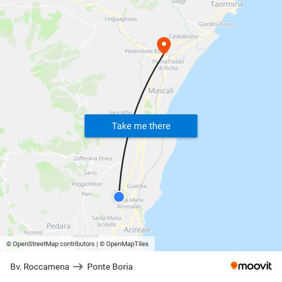 Bv. Roccamena to Ponte Boria map
