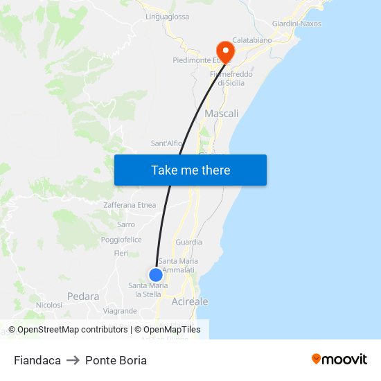 Fiandaca to Ponte Boria map