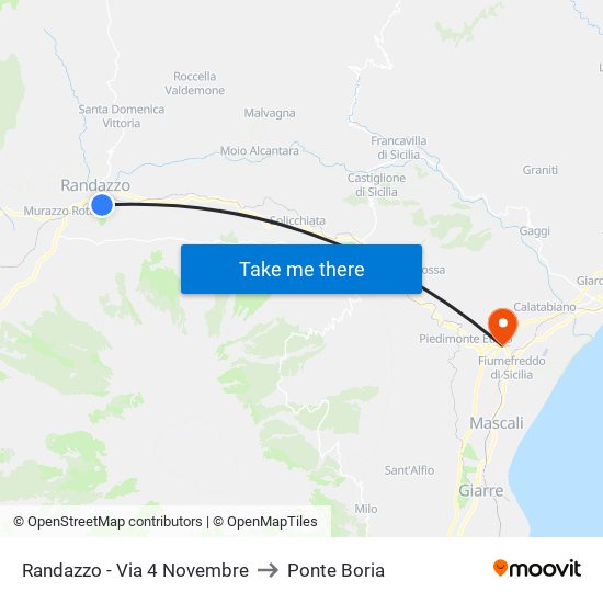 Randazzo - Via 4 Novembre to Ponte Boria map
