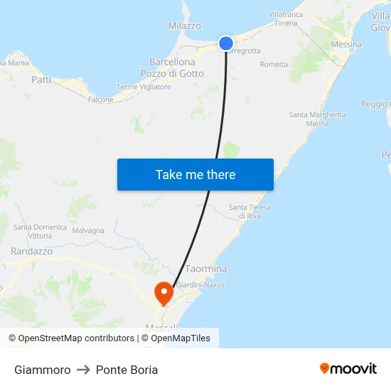 Giammoro to Ponte Boria map