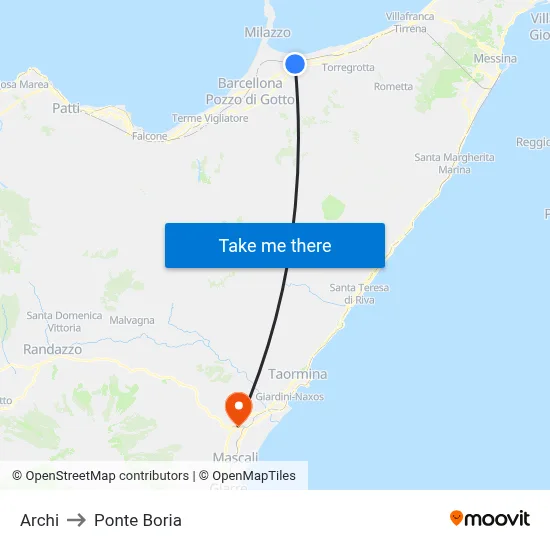 Archi to Ponte Boria map