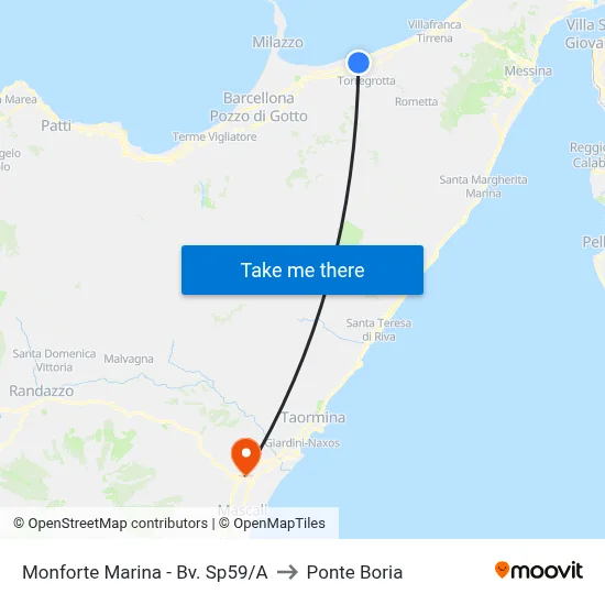 Monforte Marina - Junction SP59/A to Ponte Boria map