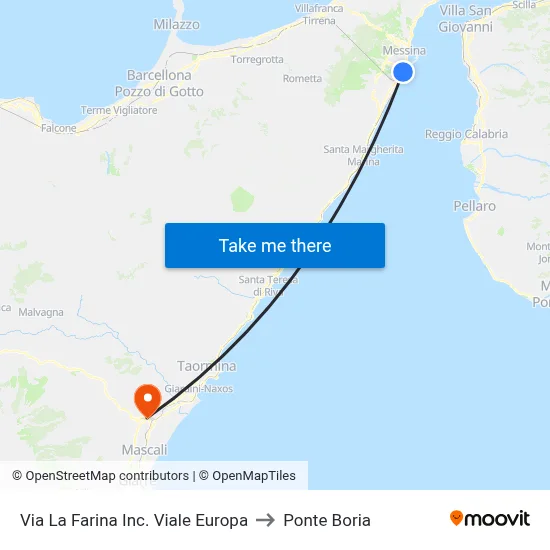 Via La Farina at Europa Avenue to Ponte Boria map