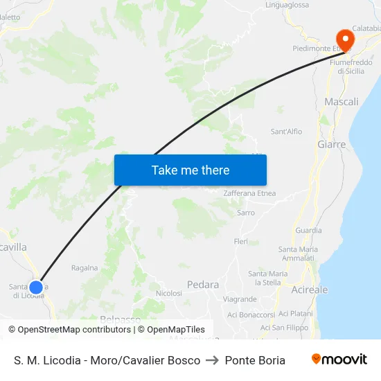 S. M. Licodia - Moro/Cavalier Bosco to Ponte Boria map