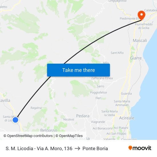 S. M. Licodia - Via A. Moro, 136 to Ponte Boria map