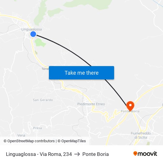 Linguaglossa - Via Roma, 234 to Ponte Boria map