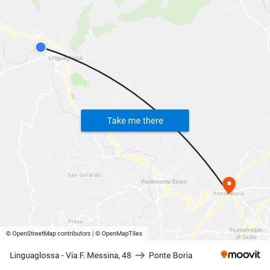 Linguaglossa - Via F. Messina, 48 to Ponte Boria map