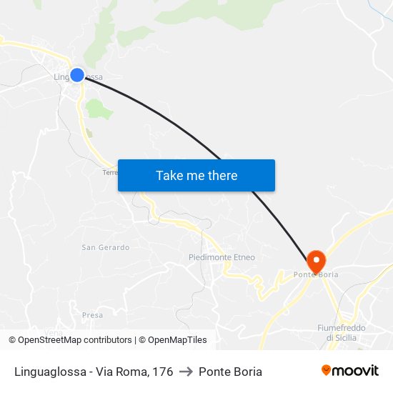 Linguaglossa - Via Roma, 176 to Ponte Boria map
