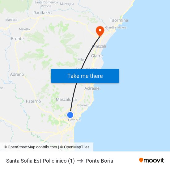 Santa Sofia Est Policlinico (1) to Ponte Boria map