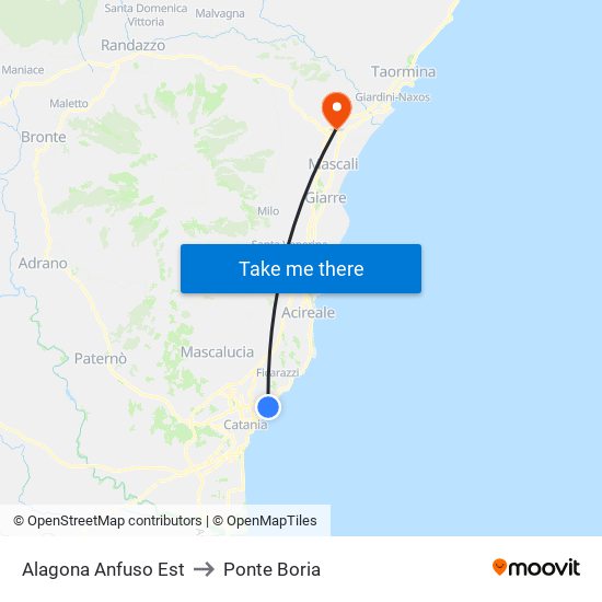 Alagona Anfuso Est to Ponte Boria map