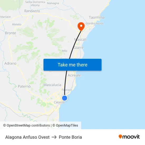 Alagona Anfuso West to Ponte Boria map