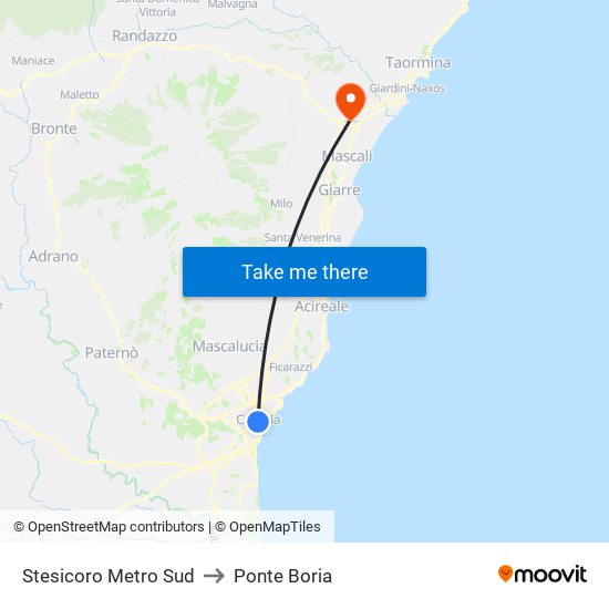 Stesicoro Metro Sud to Ponte Boria map