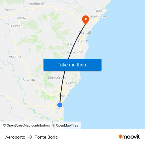 Airport to Ponte Boria map