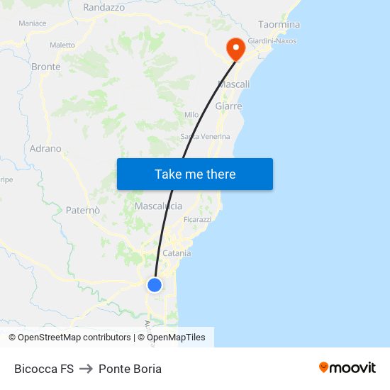 Bicocca FS to Ponte Boria map