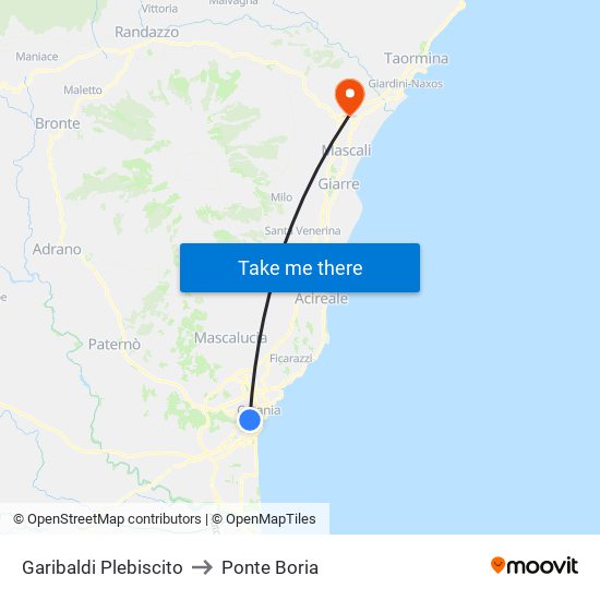 Garibaldi Plebiscito to Ponte Boria map