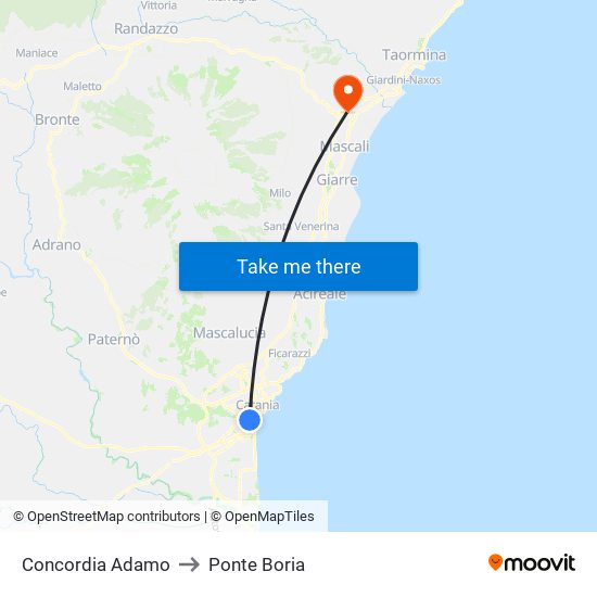 Concordia Adamo to Ponte Boria map
