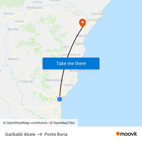 Garibaldi Abate to Ponte Boria map