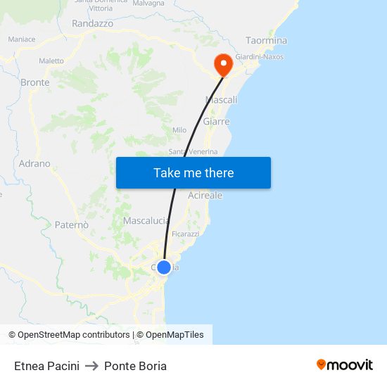 Etnea Pacini to Ponte Boria map