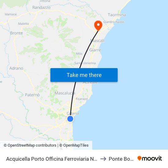 Acquicella Porto Officina Ferroviaria Nord to Ponte Boria map