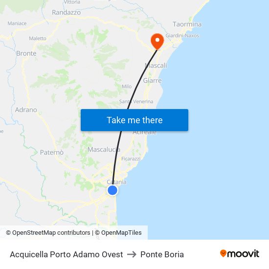 Acquicella Porto Adamo Ovest to Ponte Boria map