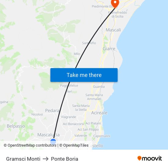 Gramsci Monti to Ponte Boria map