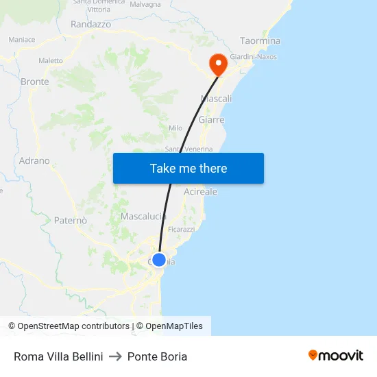 Roma Villa Bellini to Ponte Boria map