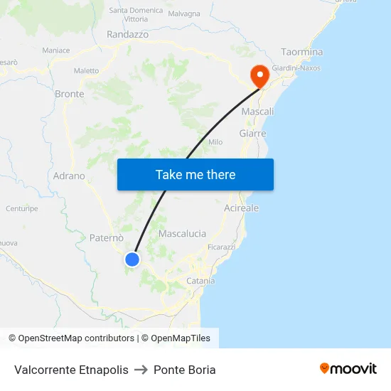 Valcorrente Etnapolis to Ponte Boria map