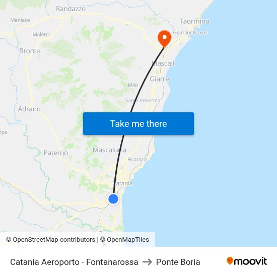 Catania Airport - Fontanarossa to Ponte Boria map