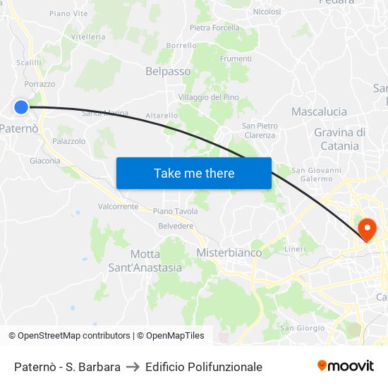 Paternò - S. Barbara to Edificio Polifunzionale map