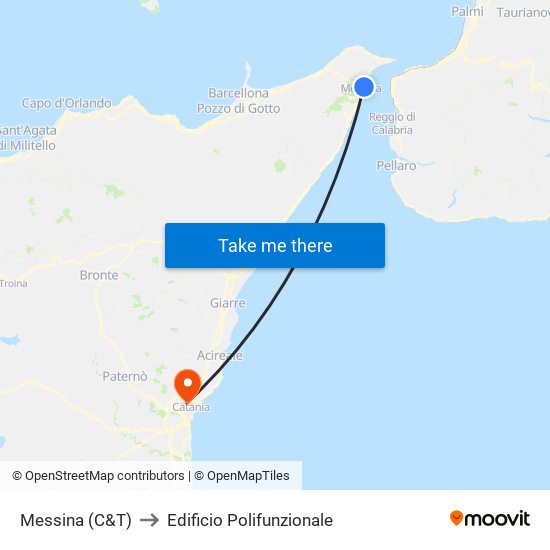 Messina (C&T) to Edificio Polifunzionale map